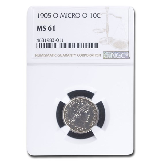 1905-O Barber Dime MS-61 NGC (Micro O) 1905-O Barber Dime MS-61 NGC (Micro O)
